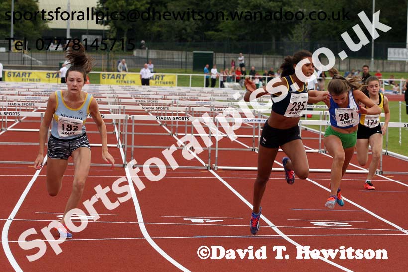 Under-15 girls 75 metres hurdles. Photo: David T. Hewitson/Sports for All Pics
